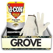 d-CON Toxic Bait Tray Pellets for Mice and Rats 6 oz Bundle with Work Gloves Targets Rodent Activity in Identified Areas for Indoor Use and Prevention Gift Set (2 Items).