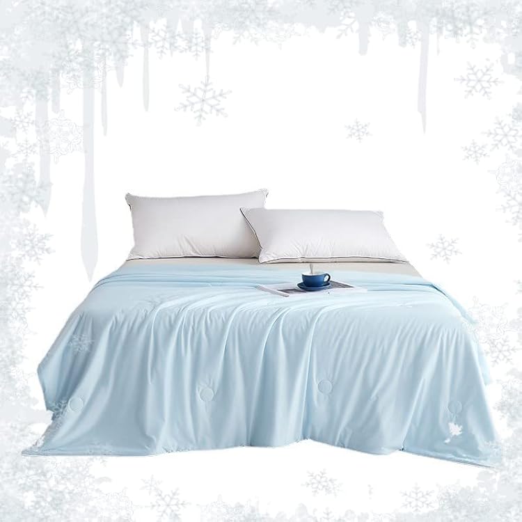 Cooling Blankets with Double Sided Cold Effect Bed Throw for Hot Sleepers Night Sweats, Thin Blanket Cold Cool Lightweight Cooling Blanket for Couch Bed Bule,8090