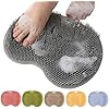 Silicone Shower Foot Scrubber Mat, 2025 New Foot Back Cleaning Pad Back Washer Exfoliating Bath Wash Pad, Shower Foot Scrubber Mat with Non-Slip Suction Cups (Gray)
