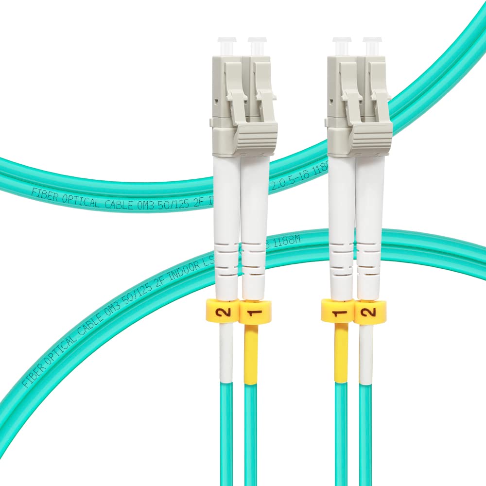 FLYPROFiber- LC إلى LC كابل تصحيح الألياف OM3 3 M/10 ft، خيارات الطول: 0.2 m-200 m، 10 GB Multimode Duplex، 50/125 um الألياف البصرية كابل الحبل LSZH-3 Meter (10 ft)