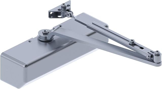Hager - 5300M16ALM 5300 Series Aluminium Grade 1 Heavy Duty Surface Door Closer، متعدد التركيب، 16 حجم زنبركي قابل للتعديل، تشطيب من الألومنيوم المرشوش