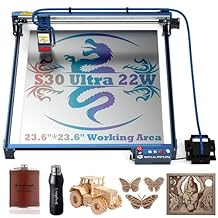 SCULPFUN S30 Ultra 22W Large Laser Engraver with Smart Air Assist &amp; Extended 600x 600mm Working Area, Metal Laser Cutter, High Accuracy CNC Laser Engraving Machine, 10 Times Service Life