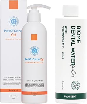 PetOCera Cat Care Bundle | Hypoallergenic Shampoo & Conditioner + PetO'Dent Dental Water Additive | Moisturizing, Soothing & Veterinarian Approved | Complete Cat Skin, Coat & Oral Health Solution