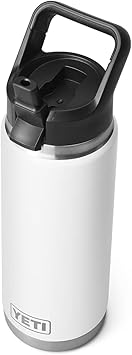 زجاجة YETI Rambler 26 أونصة ، معزولة بالفراغ ، فولاذ مقاوم للصدأ مع غطاء من القش ، أبيض