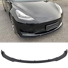FREEMOTOR802 متوافق مع 2017-2023 Tesla Model 3 Sedan 4-Door Front Bumper Lip، IKON Style Carbon Fiber Print PP Front Bumper Lower Chin Spoiler Splitter