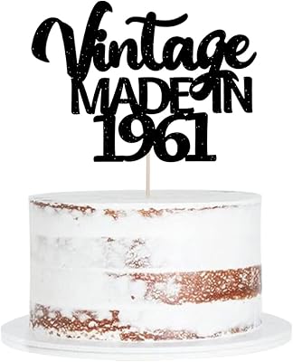 Black Vintage madein 1961 Cake Topper, 60th Birthday Cake Decoration, Anniversary Commemorate Party Decoration Supplies.