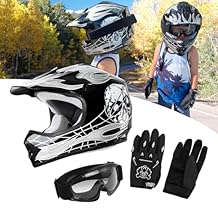 DOT Youth Kids Motocross Offroad Street Dirt Bike Helmet W/Goggles Gloves ATV Mx Skull Helmet