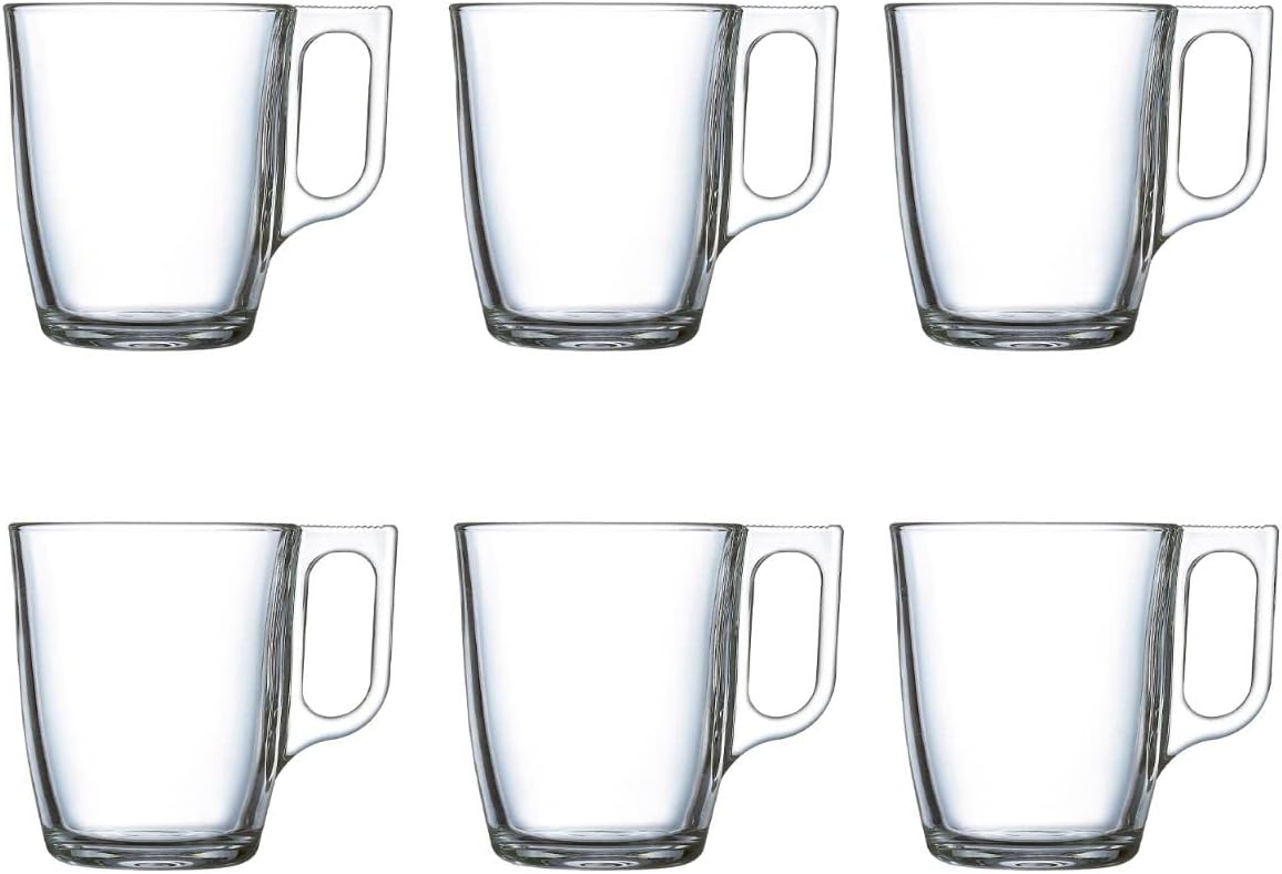 Luminarc Set of 6 Microwave Glass Coffee Mugs 25cl