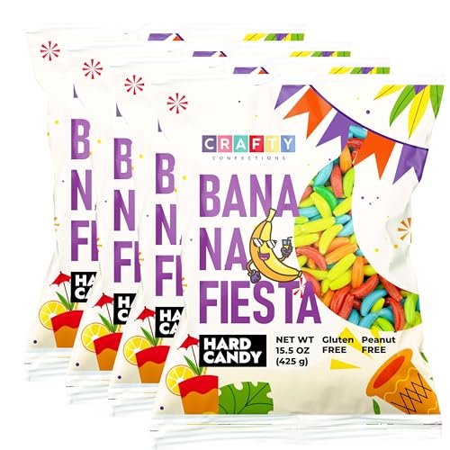 Bananas Runts Candy 4 PACKS - 15 OZ متنوعة Crazy Banana Hard Candies for Party Favors Goody Bags Cake Decorations Pinata Candy Mix Gumball Machine Refills