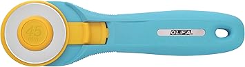 OLFA 45mm Quick-Change Rotary Cutter RTY-2 / C - قاطع قماش دوار مع غطاء شفرة للحرف اليدوية ، الخياطة ، اللحف ، شفرة الاستبدال OLFA RB45-1 Aqua