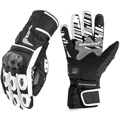 Seibertron SPW-2 Carbon Fiber Hard Knuckle Waterproof Touchscreen Leather Motorcycle Gloves