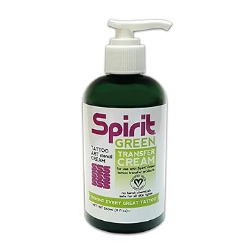Spirit Green Tattoo Stencil Transfer Cream, Ideal for Dark Skin Tones, 8oz Bottle
