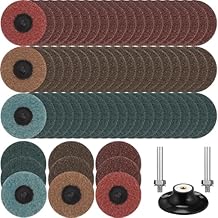 Landical 60 Pcs 3 Inch Lock Sanding Discs Surface Conditioning Disc with 1/4" Holder for Die Grinder Surface Polish Burr Rust Paint Removal(Multicolor,Medium, Course,fine Grit)