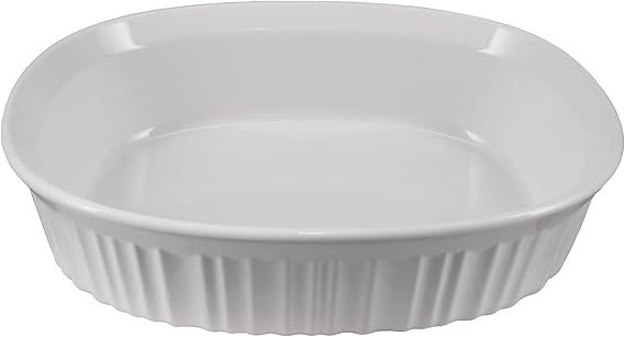 طبق خبز خزفي بيضاوي أبيض فرنسي من CorningWare FS12 بسعة 1.5 لتر/1.4 لتر