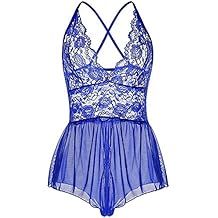 Women Lingerie Sheer Lace Mini Babydoll Teddy Sexy Bodysuit Backless Sleepwear