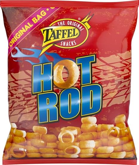 Taffel Hot Rod chips 4 Packs of 115g SOPOSOPO pack (SOPOSOPO)