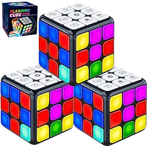Skywin Memory Cube Game تحسين التركيز والانعكاس، لعبة مكعب قابلة لإعادة الشحن مكونة من 3 عبوات للأطفال والكبار، تعزز تنسيق العين اليدوية والسرعة وتنمية الدماغ، وهي رائعة للمتعة الفردية أو متعددة اللاعبين