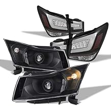 AKKON - ل 11-15 Chevy Cruze J300 Black Project Headlight + Black Bezel LED Tube LED Tail Light