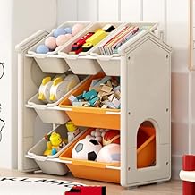 Toy Storage Organizer Book Shelf with Stuffed Animal Storage Toy Organizers and Box Kids Bookshelf Kids playroom playroom Decor Bedroom Organizers Colored Box 64.5x32.5x69cm
