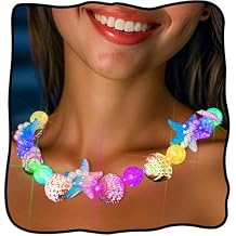 Fstrend Boho Starfish Shell Choker Necklace Light Up White Pearl Beach Chain Seashell Led Necklaces for Women