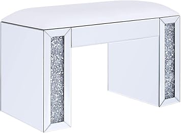 ACME Noralie Vanity Stool - PU - Mirrored & Faux Diamonds