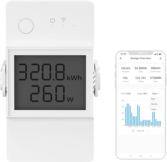 SONOFF POWR320D Elite 20A WiFi Smart WiFi Wireless Light Switch with Energy Monitoring، Universal DIY Module for Smart Home، Works with Amazon Alexa & Google Home، No Hub مطلوب