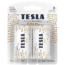 TESLA BATTERIES D GOLD+ ( LR20 / BLISTER FOIL 2 PCS ) Maximum Power Alkaline Batteries, 10 Year Shelf Life, A Long-lasting Battery Life, Leak-free