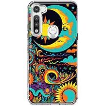 Mundaze - حافظة لهاتف Motorola Moto G Fast Slim Hybrid المقاوم للصدمات، غلاف صلب ناعم من مادة TPU، غطاء هاتف واقي عالي التحمل - Trippy Neon Glow Rainbow - Psychedelic Indie Hippie Indie Moon