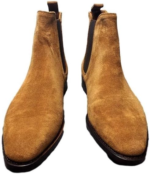 Men's Chelsea Boots Suede Dress Boots Motorcycle Combat Boots Faux Leather Chukka Ankle Boots Slip On Boots