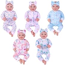 BABESIDE 5 Sets of Reborn Baby Doll Clothes with Doll Headband for 17-22 Inch Dolls, Realistic Baby Doll Clothes and Accessories Set with Various Cute Patterns for Real Life Baby Dolls