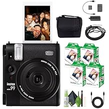 حزمة كاميرا Fujifilm Instax Mini 99 الفورية مع حزمة قيمة فيلم فوري فوري من Fuji Instax (80 ورقة) + حقيبة سفر + مجموعة تنظيف العدسة ، مثالية للمبتدئين والخبراء والأطفال والكبار