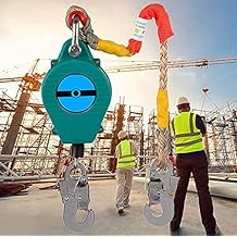 Self-Retracting Lifeline Fall Protection Shock Absorbing Spring Cable Fall Arrest Equipment, Retractable Safety Lanyard for Aerial Work, Mountaineering, Fire Rescue, Emergency Gear (5m)