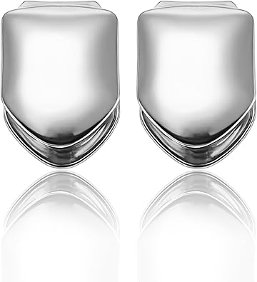 2 PCS Grills for Your Teeth, Grillz Teeth Men Hip Hop 18K Gold Tooth Cap Fake Grillz Mouth Teeth 90s Accessories for Women (Silver)