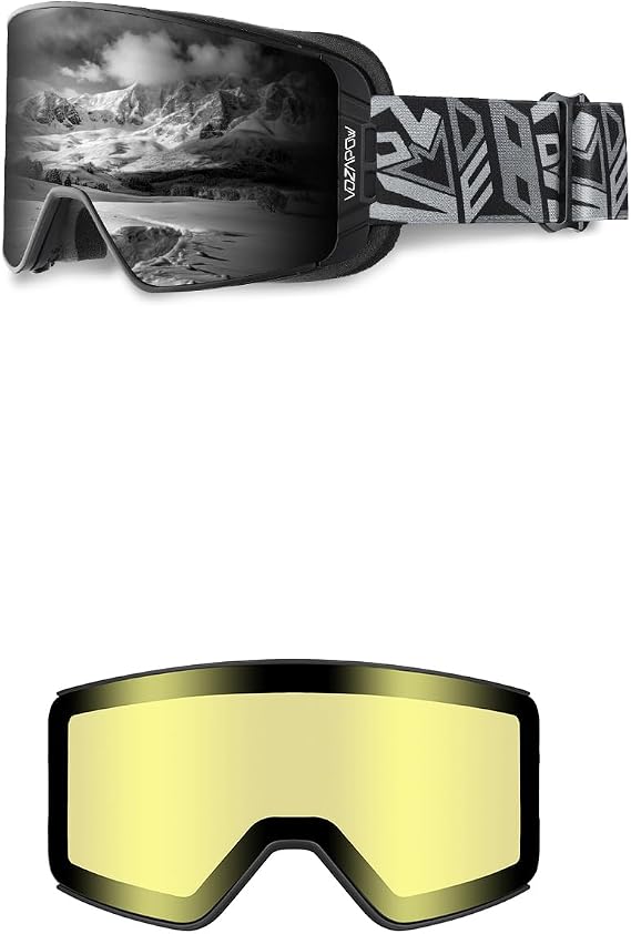 Ski Goggles Over Glasses Anti-Fog with Replacement Lens Yellow