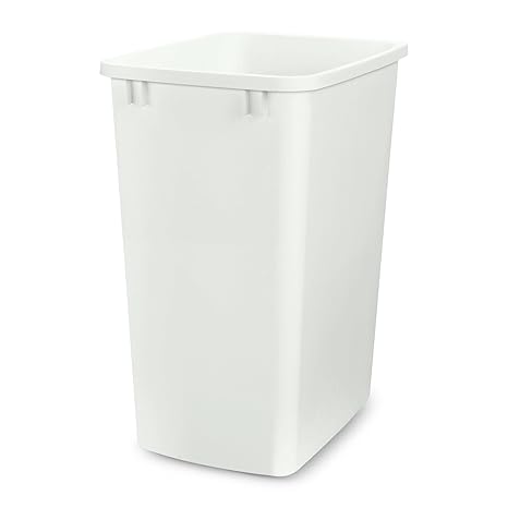 Rev-A-Shelf 35 Quart Polymer Replacement Trash Bin, Recycle Waste Garbage Container for Kitchen Cabinet Pullouts, White, RV-35-52 - Large Plastic Bin for Home and Office