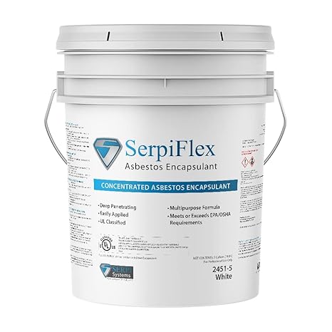 SerpiFlex مغلف الأسبستوس المركز ، 5 غالونات ، أبيض ، مثالي للجسر ، الاختراق ، الإزالة ، الإغلاق والتغليف بالتربة ، يغلف المواد المحتوية على الأسبستوس (ACM)