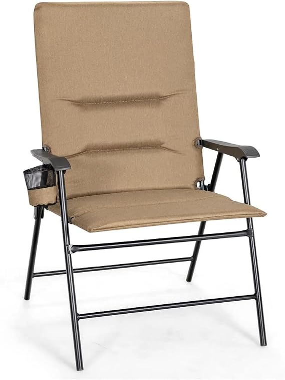 Patio upholstered Folding Portable Chair Camping Dining Outdoor Beach Brown