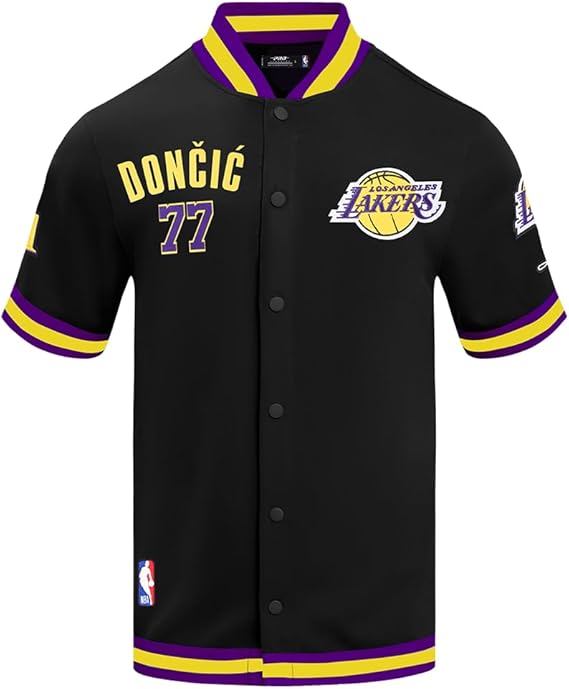Pro Standard NBA Mens Mens NBA Los Angeles Lakers Classic Player Cotton Double Knit Button Down