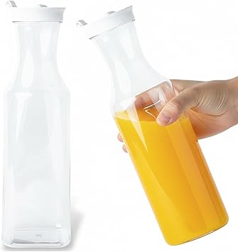 Blue Sky Square Clear Plastic Pitcher 54oz with White Lid - 1 Count | Elegant Serveware مثالي للحفلات والنزهات والتجمعات