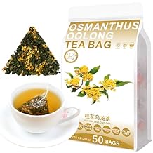 Plant Gift 50 CUPS Osmanthus Oolong Tea Bag ( GUI HUA WU LONG CHA) 7.05oz (4g*50bags/200g) Natural Osmanthus with Light Roasting Oolong Tea Loose Leaf Mixed Herbal Combination of Floral Tea