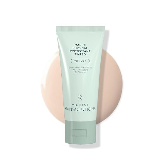 Marini SkinSolutions Physical Protectant Tinted - Fair to Light - Broad-Spectrum SPF 45 Sunscreen - Water Resistant (80 Minutes) - All Skin Types - Cruelty Free - Made in the USA - 2 oz
