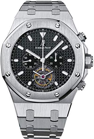 Audemars Piguet Royal Oak Mens Black Dial الفولاذ المقاوم للصدأ Chronograph Tourbillon Watch 25977ST.OO.1205ST.02