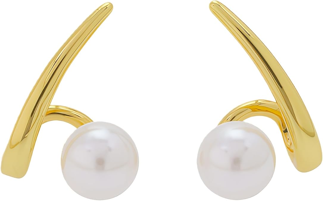 Gold Pearl Earrings for Women,Trendy 14K Gold Hypoallergenic Earrings,Earring for Sensitive Ears Women