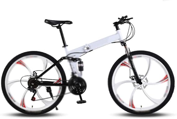 Mountain Folding Bicycle, Six Cutter 26 Inch 27 Speed with Variable Speed Double Shock Absorbermountain Folding Bicycle Fast Folding, Easy to Carry,Black