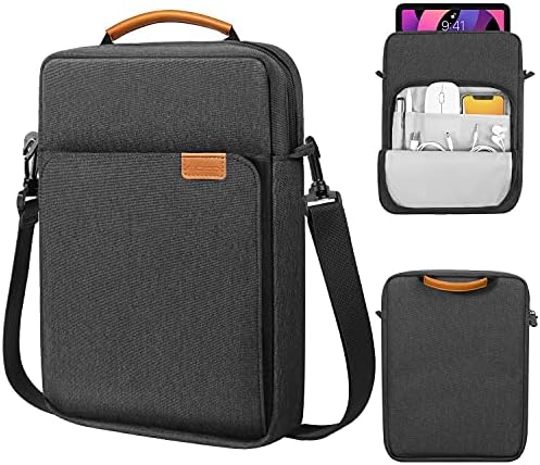 MoKo 13 Inch Tablet Sleeve Bag, Fits with 13 Inch New iPad Pro M5 & Air M4M3, iPad Pro 12.9 M2&M1,Surface Laptop Go 12.4,Galaxy Tab S8S9 12.4,Handle Carrying Case with Shoulder Strap,Black &Gray