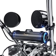 GoHawk Bluetooth Motorcycle Speakers | 8-Speaker Waterproof Stereo System w/ 4.25" External Speakers | Built-in Amplifier Aluminum Sound bar, FM Radio, USB, LED | Great for Harley, ATV