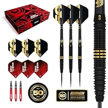 RED DRAGON Darts - 50 Year Anniversary Player Edition - Professional Steel Tip 90% Tungsten Darts Set - Includes Dart Flights & Dart Stems (Shafts) - Available in 21g, 22g & 23g