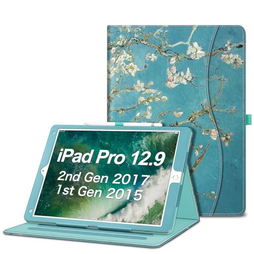 Fintie Multi-Angle Case, 20172015 iPad Pro 12.9 inch Old Model 1st & 2nd Gen Case - [Corner Protection] Folio Stand Cover with Pencil Holder & Pocket, Auto WakeSleep, Blossom