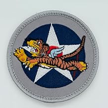الولايات المتحدة شارة سرب مطرزة من Flying Tigers مقاس 4 بوصات متوافقة مع الزي الرسمي ولوحة حلقية قابلة للصرف الصحي ومملوكة للمحاربين القدامى