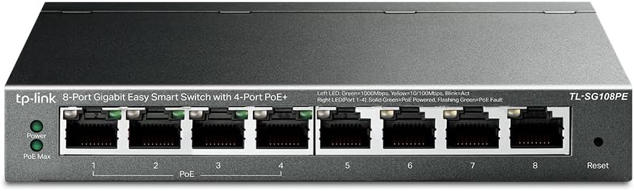 TP-Link TL-SG108PE، مفتاح ذكي 8 منافذ جيجابت 4 منافذ POE